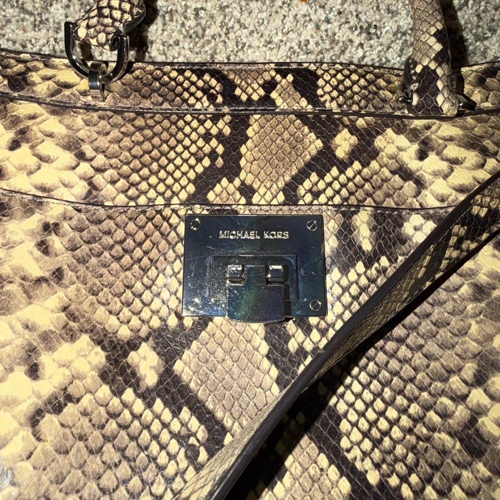 Michael Kors Snake Print Satchel Crossbody - Picture 3 of 13